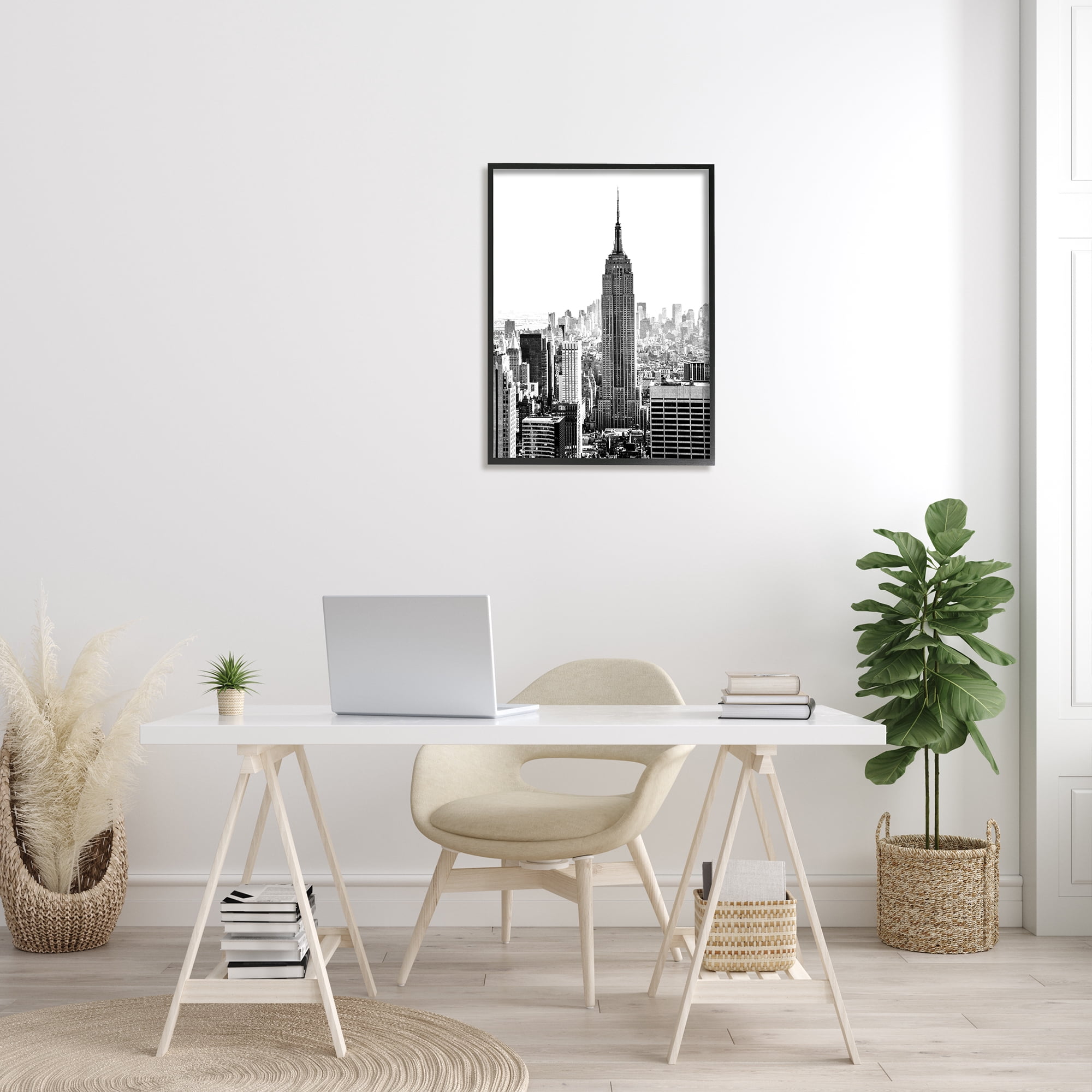 Stupell Industries New York Urban City Skyscrapers Downtown Skyline Photograph Black Framed Art Print Wall Art, Design by Bill Carson Photography