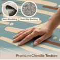 thumbnail image 6 of ODIKA 3'x5' Teal Modern Abstract Geometric Washable Throw Rug Mid Century Horizontal Striped Motif With Rounded And for Entryway, Kitchen, Mudroom, Stain Resistant, Low Profile, Non-Slip, 6 of 7