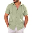 thumbnail image 3 of COSFO Summer Men's Button Down Short Sleeve Shirts Casual Shirt Beach Solid Collared Loose Fit Men's Shirts 5xl, 3 of 6