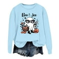 thumbnail image 2 of Halloween Sweatshirts for Women Ghost Pumpkin Printed Cute Cozy Crew Neck Sweaters Spooky Season Loose Fit Long Sleeve Casual Style Outfits Winter Pullover Tops, 2 of 3