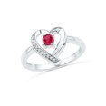 thumbnail image 1 of 10kt White Gold Womens Round Lab-Created Ruby Heart Love Ring 1/4 Cttw, 1 of 1
