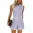thumbnail image 5 of Summer Women 2 Piece Outfits Color Block Sleeveless Tops and Shorts Sets, 5 of 6
