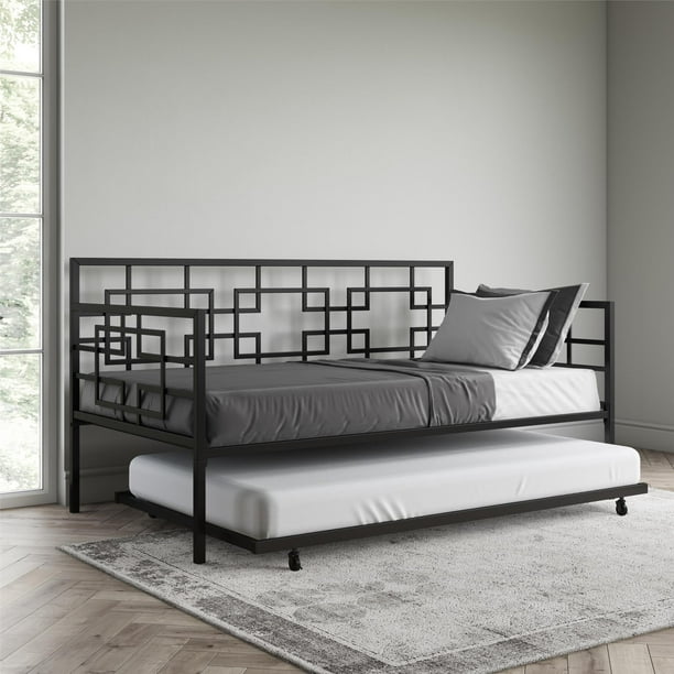 Better Homes Gardens Twin Daybed With Twin Trundle Black Metal Walmart Com Walmart Com