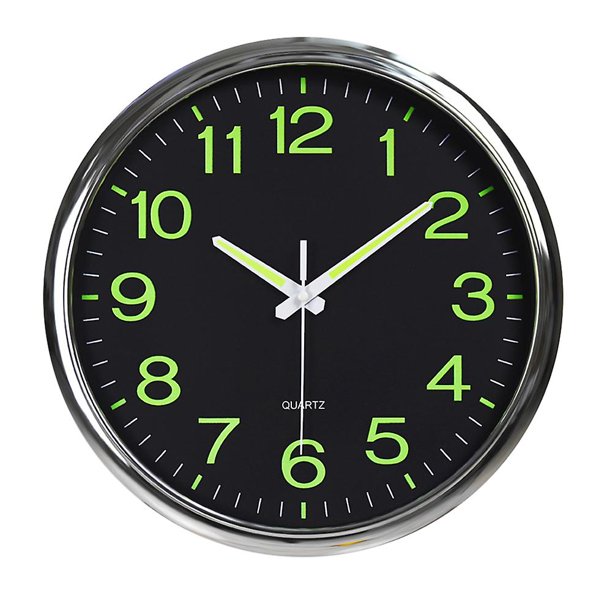 Reloj de pared de plástico luminoso de 12 pulgadas y 30cm, reloj de cuarzo, reloj de pared de salón para dormitorio