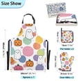 thumbnail image 3 of Cute Specter with Colorful Dot Pumpkins Halloween Apron Set with Oven Mitts Pot Holders Set of 5 Kitchen Stuff Accessories, 3 of 6