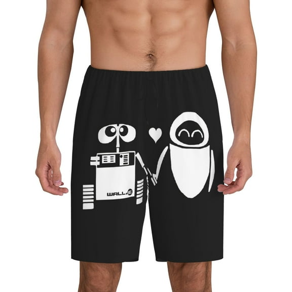 Wall-E Pajama Shorts for Men, Summer Graphic Lounge Pajama Bottoms Soft Sleep Pjs Pants with Drawstring & Pockets