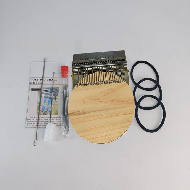 Mantel Individual 1 Hook Antique Weaving Type Small Home Hand Weaving Tool for Darning and Repairing Clothes with Wooden Disc and Metal Hook JASKFLY