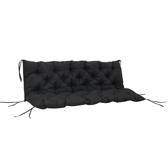 Alvantor Outdoor Tufted 3-Seater Swing Bench Cushion for Patio Sofa, 59 x 38.5 x 3.25 Inches, Black