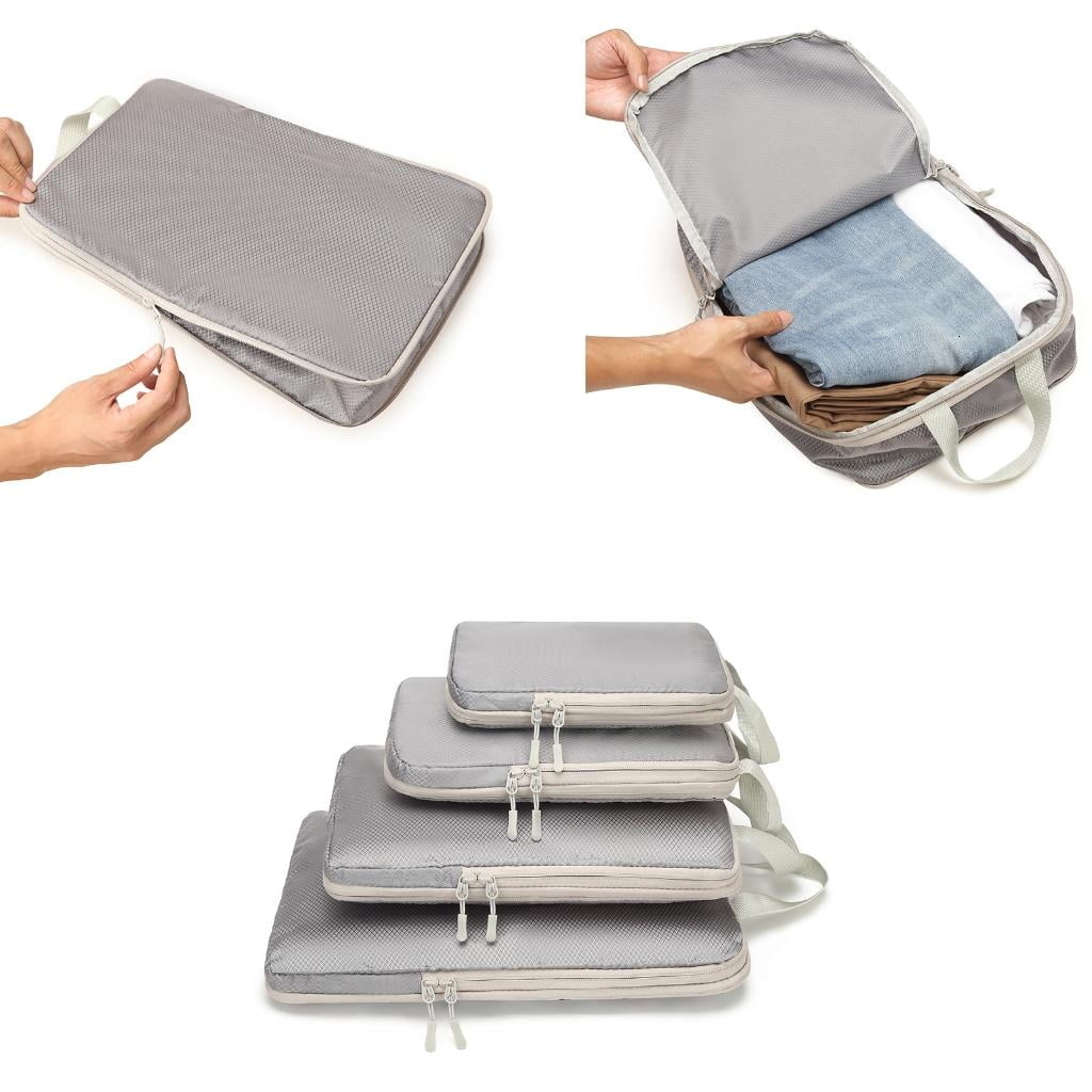 Jesscasday 4Pack Travel Luggage Organizer Packing Cubes Suitcase Compression Packing Cubes