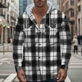 thumbnail image 2 of Stamzod Mens Flannel Hoodies Fashion Plaid Printed Long Sleeve Jacket with Pocket Oversized Casual Jackets for Men Black C XXL, 2 of 9