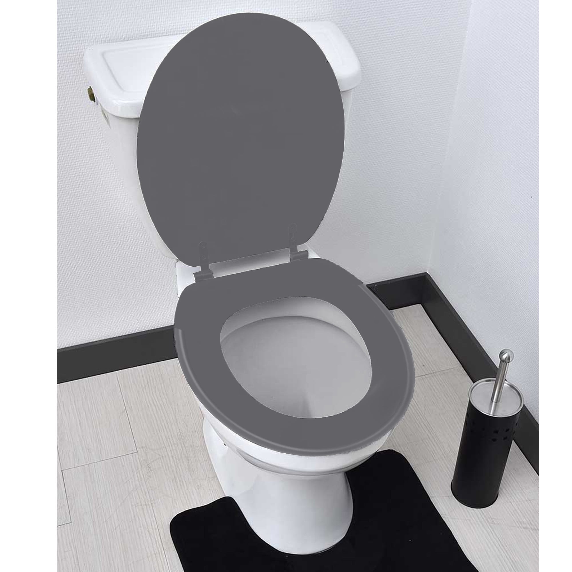 Gray Round Molded Wood Toilet Seat 17 Inches