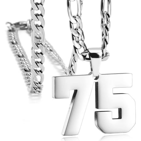 Men’s Personalized Jersey Number Necklace, Stainless Steel Sports Number Pendant Chain for Athletes, Custom Team-Inspired Jewelry for Baseball Basketball Football Fans, Inspirational Gift for Him