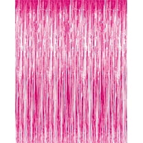 3' x 8' (36 in. x 96 in.) Pink Tinsel Foil Fringe Door Window Curtain Party Decoration