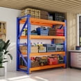 thumbnail image 4 of Welfiya 59"Wide Garage Shelving Unit,3500LBS Heavy Duty Storage Shelves,4-Tier Metal Industrial Shelving,Adjustable Standing Shelf for Warehouse,Basement,Workshop,59.1"W x 23.6"D x 78.7"H,Blue&Orange, 4 of 9