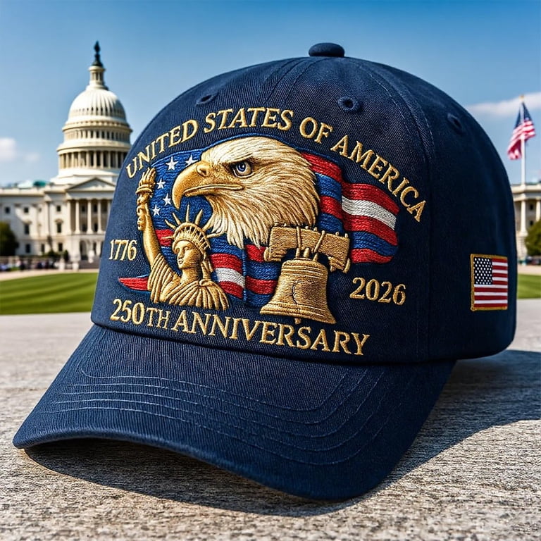 United States 250th Anniversary Bald Eagle Embroidered Patriotic Strapbk Cap Hat Amazon.com: US 250th Anniversary Cap, U.S. 250th Anniversary  main image 2