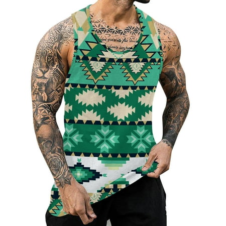 

Pianpianzi Large Pack Quarter Neck Long Sleeve Men Scrub Tops Printed Male Summer Geometric Vintage Print Tank Tops Round Neck Sleeveless Vest Blouse