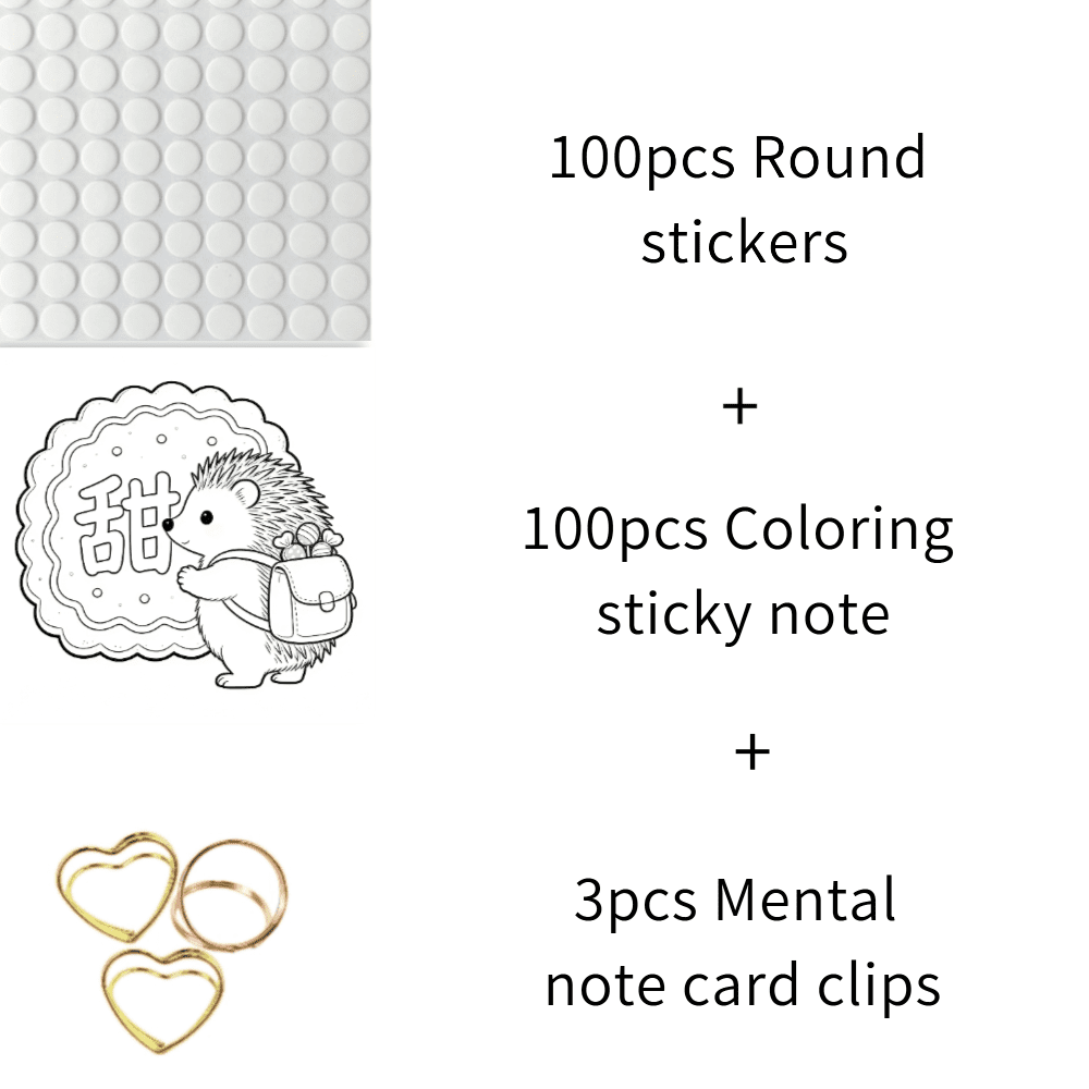 Original Double-Sided Coloring & Writing Sticky Notes (100 Pcs) - 100 Unique Patterns, Message Pad for Daily Reminders