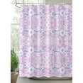 thumbnail image 2 of Boanket Polyester Fabric Pink Blue Floral Shower Curtain, Vintage Pastoral Botanical Leaves Waterproof Bathtub Curtain Bathroom Decor Set with Hooks 66 x 72 Inches,, 2 of 6