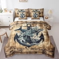 thumbnail image 1 of YST Nautical Anchor Comforter Set, 7-Piece, Full, Brown and Navy Blue, 1 of 4
