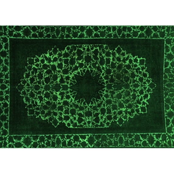 Ahgly Company Indoor Rectangle Abstract Green Modern Area Rugs, 7' x 10'