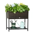 thumbnail image 1 of Outsunny Jardinière Surélevée en Rotin avec Tablette de Rangement pour Outils, 1 of 10