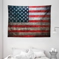 thumbnail image 1 of American Flag Decor Tapestry, Royalty Flag Textured US Backdrop on Damaged Metallic Board Plate Design, Wall Hanging for Bedroom Living Room Dorm Decor, 80W X 60L Inches, Red Blue, by Ambesonne, 1 of 2