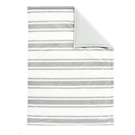 UPC: 0194938036085 | Lush Decor Farmhouse Stripe Reversible Soft & Plush Oversized Blanket Gray Single 36X50