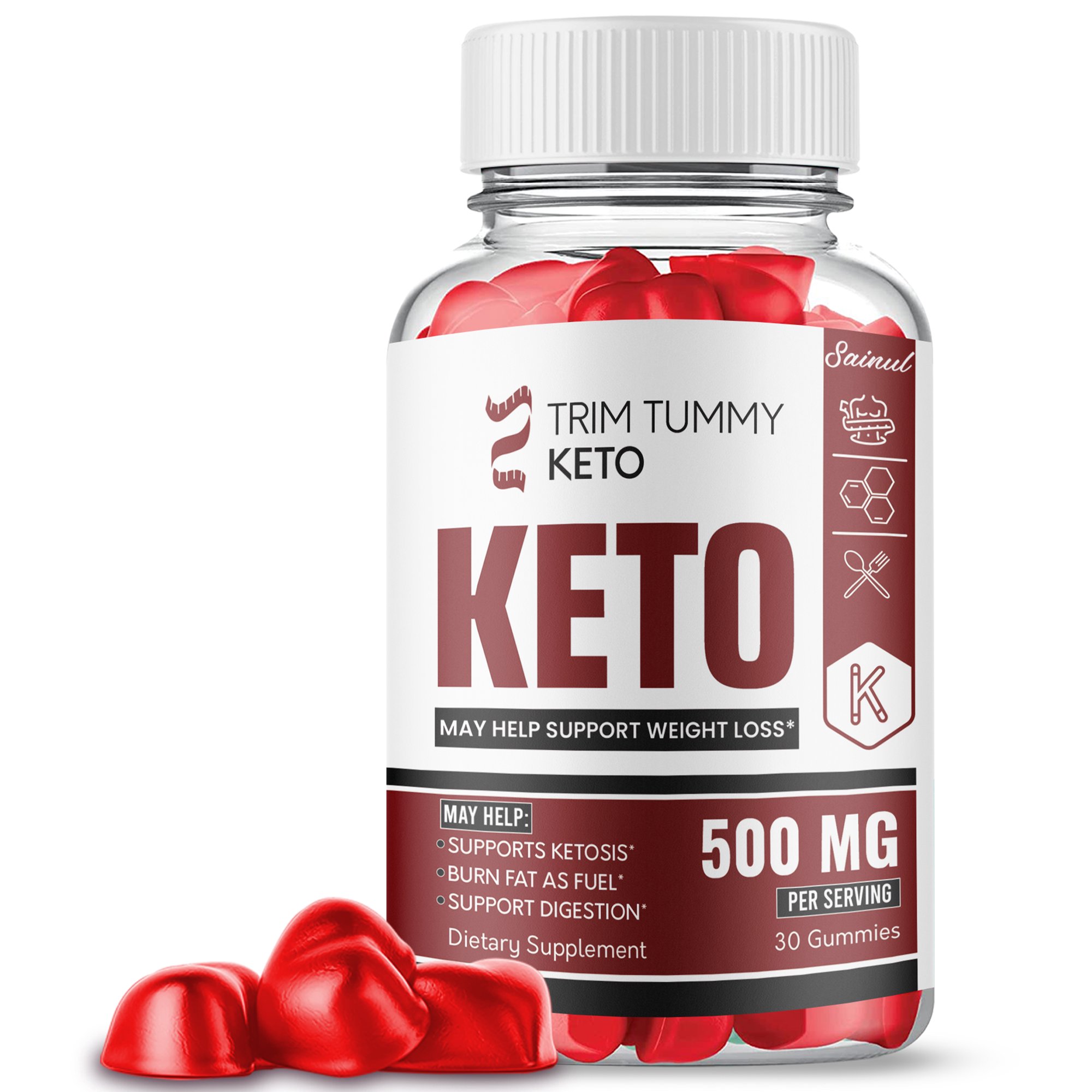 Trim Tummy Keto ACV Gummies, Maximum Strength for Weight Management, Apple Cider Vinegar, 1 Month Supply Dietary Supplement (1 Pack)