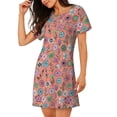 thumbnail image 2 of Naloa Color Flowers Print Women Nightgowns,Womens Loungewear,Short Sleeve Sleepwear,Comfy Ladies Nightdress, 2 of 6