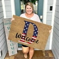 thumbnail image 2 of SLYNSHome 4th of July Door Mat,Patriotic Letter Pattern Outdoor Mat for Front Door,Fourth of July American Flag Stars Stripes Farmhouse Non Slip Door Rug for Entrance Entryway Outside, 2 of 3
