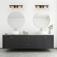 thumbnail image 4 of Savonnerie 2/3/4 Light Mid-Century Modern Black Gold Bathroom Vanity Lights Clear Glass Wall Sconces 3-Light, 4 of 5