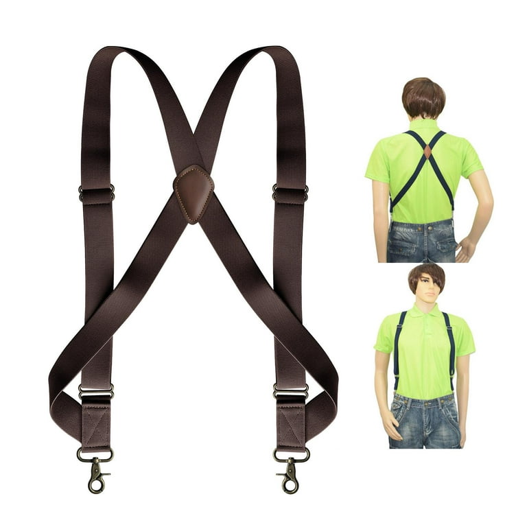 Suspender for Men, Adjustable Suspenders with Elastic Straps X Type  Construction Coffee 