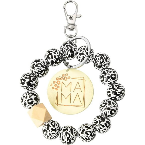 Mama Beaded Keychain Wristlet for Women Mom Christmas Gift Ideas Birthday Gifts for Mother in Law Stocking Stuffers for Moms Bead Wrist Key Chains for Expecting New Mom Gifts for Stepmom Stepmother