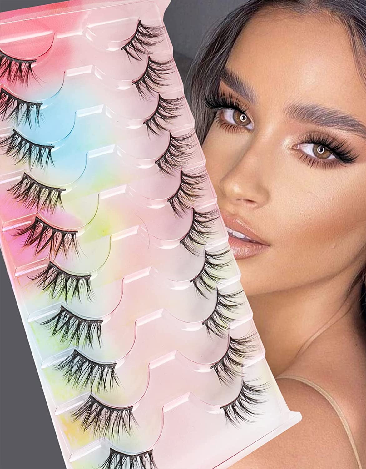 Half Lashes Cat Eye Lashes False Eyelashes Natural Look 3D Effect Curly