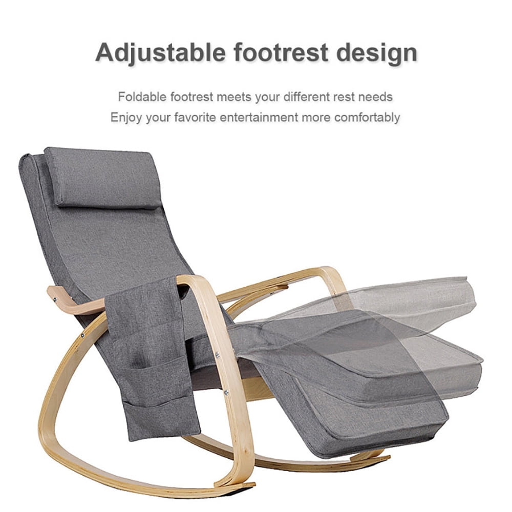 Finihen Rocking Chair, Lounge Chair, Comfortable Lounge Rocking Chair with Removable Cushion Cover and Side Pocket, for Living Room, Bedroom, Gray Finihen Rocking Chair, Lounge Chair, Comfortable Lounge Rocking Chair with Removable Cushion Cover and Side Pocket, for Living Room, Bedroom, Gray