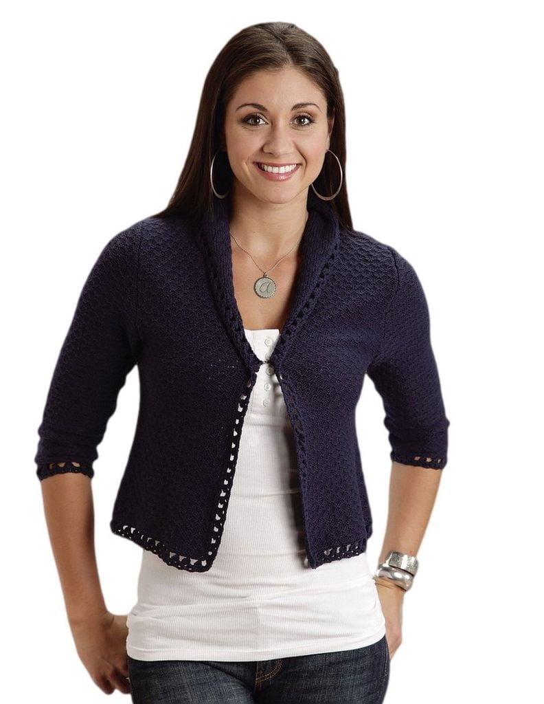 Stetson Western Sweater Womens Cardigan Navy 1102705390463 BU