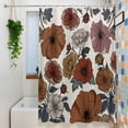thumbnail image 3 of Vintage Floral Shower Curtain, 72" x 84", Red Pink Yellow White Flowers Retro Linen Waterproof Bathroom Curtain Washable Shower Curtain Set with 12 Hooks, 3 of 8