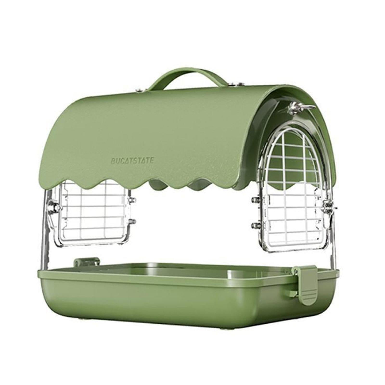 Fzaqwen Acrylic Villa Bird Cage Bird Travel Cage with Shoulder Straps Easy to Clean Bird PU Leather Green