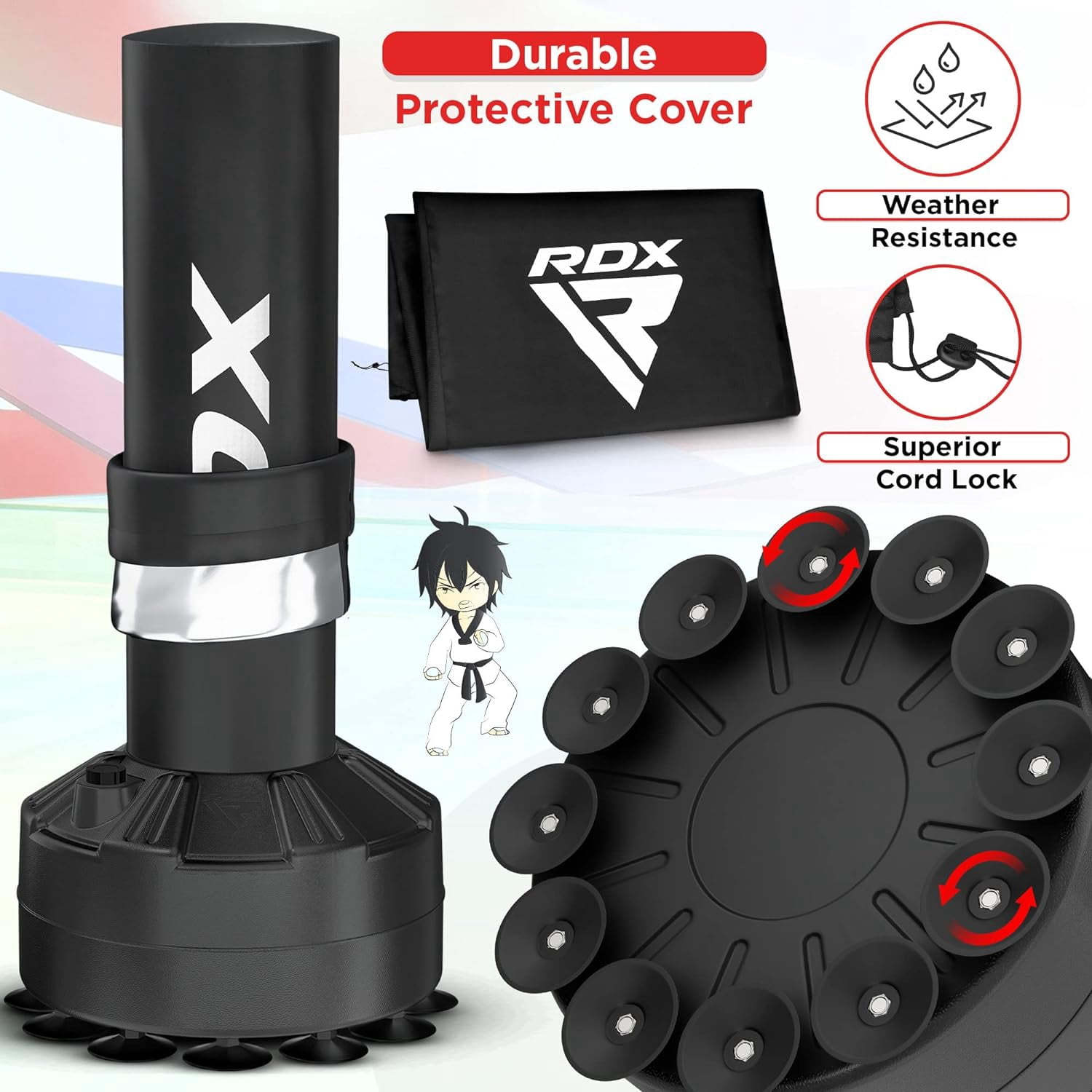 RDX Kids Punching Bag with Gloves, 4FT Heavy Duty Junior Target Pedestal Bag Set Suction Cup Stand Base Free Standing Kickboxing MMA Boxing Muay Thai Karate Home Gym Fitness Workout