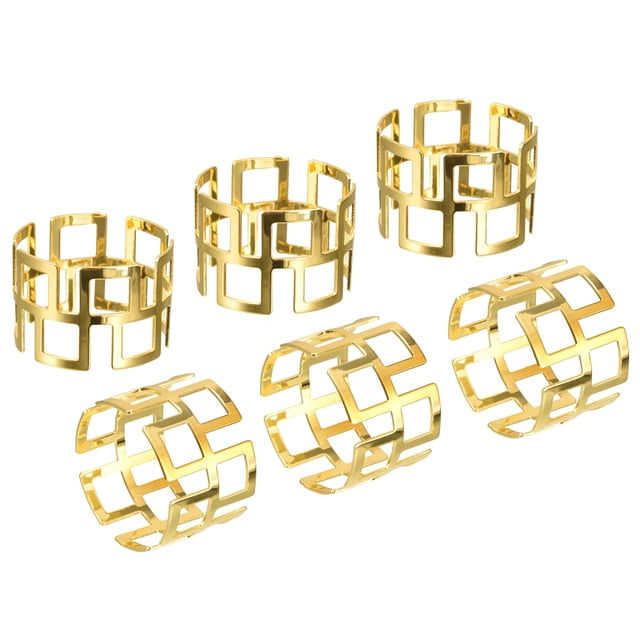 Metal Servilletas Anillos, 6uds Hueco Corte Servilletas Anillo Soporte Hebilla Juego para Comida Mesa Decoraciones Boda Cumpleaños Vacaciones Fiesta, Dorado Tono