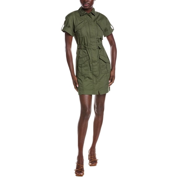 Derek Lam 10 Crosby womens Clotilde Cotton Drill Utility Dress, 4, Green