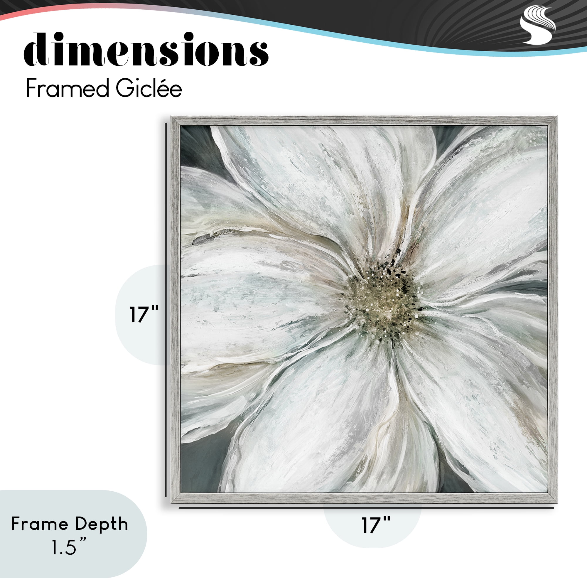 Stupell Industries Closeup Serene White Blossom Gray Framed Giclee Art, design by Carol Robinson