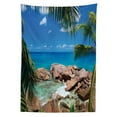 thumbnail image 3 of Ambesonne Turquoise Tablecloth Rectangular Table Cover, Palm Tree Coastline, 60"x90", Turquoise, 3 of 4