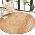 thumbnail image 2 of Alfombra Area Savi Home de yute tejida a mano, 120 cm, redonda, beige, vintage, 2 of 8