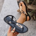 thumbnail image 3 of Xucatan Women's Crystal Embellished Thong Sandals, Adjustable Elastic Ankle Strap, Plus Size Glamorous Summer Footwear Gift, 3 of 9