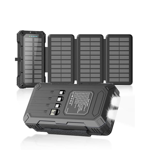 Cargador solar Power Bank Kepswin 49800 mAh con 4 cables y panel