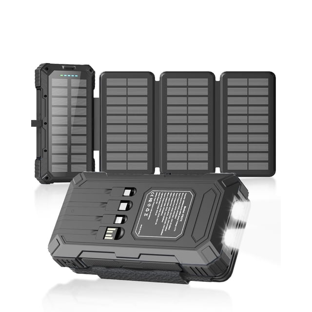 Cargador solar Power Bank Kepswin 49800 mAh con 4 cables y panel