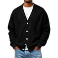 thumbnail image 2 of GSPCLAM Mens Cardigan Sweaters Button Down Waffle Relaxed Sweater Winter Solid Color Long Sleeve Casual Sweater Black XL, 2 of 5