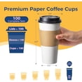 thumbnail image 2 of 24 oz 100 Pack To Go Coffee Cups with Lids and Sleeves, Disposable Paper Coffee Cups with Lids for Hot/Cold Beverage, 2 of 8