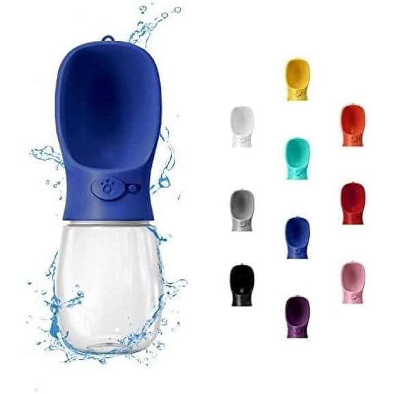 Portable Dog Water Bottle, 12 OZ, Leak Proof Puppy Water Dispenser with Drinking Feeder for Pets Outdoor Walking, Hiking, Travel, Food Grade Plastic